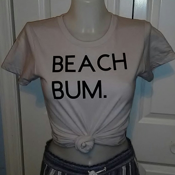 Silver Graphic BEACH BUM Tee Shirt - Picture 2 of 5